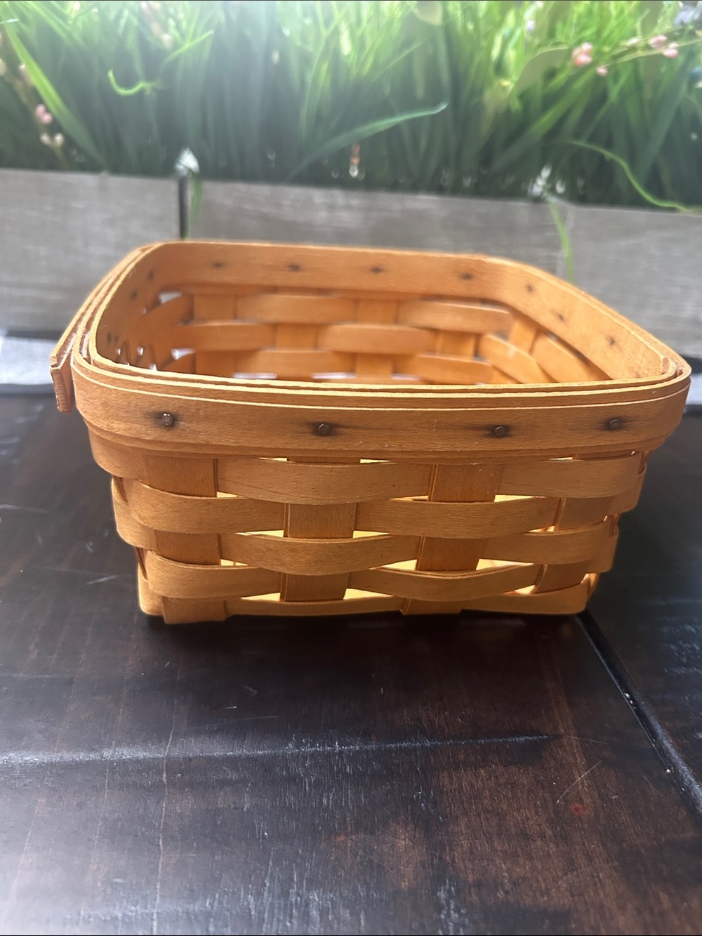 Longaberger 7in Square Small Woven Basket - Light Brown